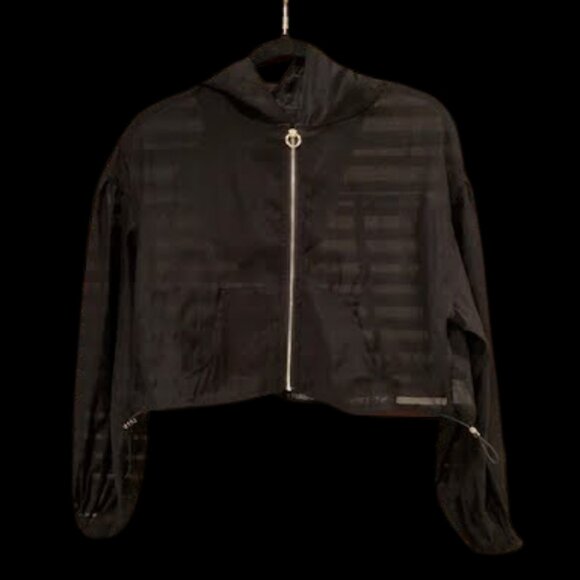 SOLD Black Illusion Silky Hoodie Jacket Size S - Picture 1 of 6